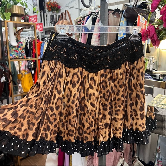 D&G Animal Print Cotton Flare Skirt • 38 XS - Picture 5 of 12